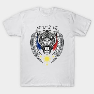 Philippine 3 Stars Sun / Tribal line Art Tiger / Black Panther / Baybayin word Kapatid (Sibling) T-Shirt